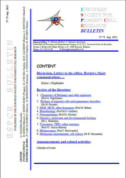 New ESPCR Bulletin published, nº 73 (August 2012)