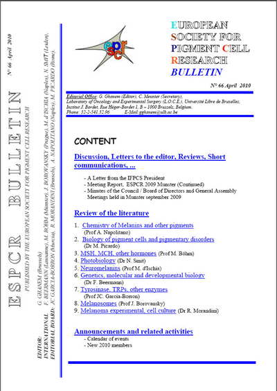 New ESPCR Bulletin published (nº 66, April 2010)